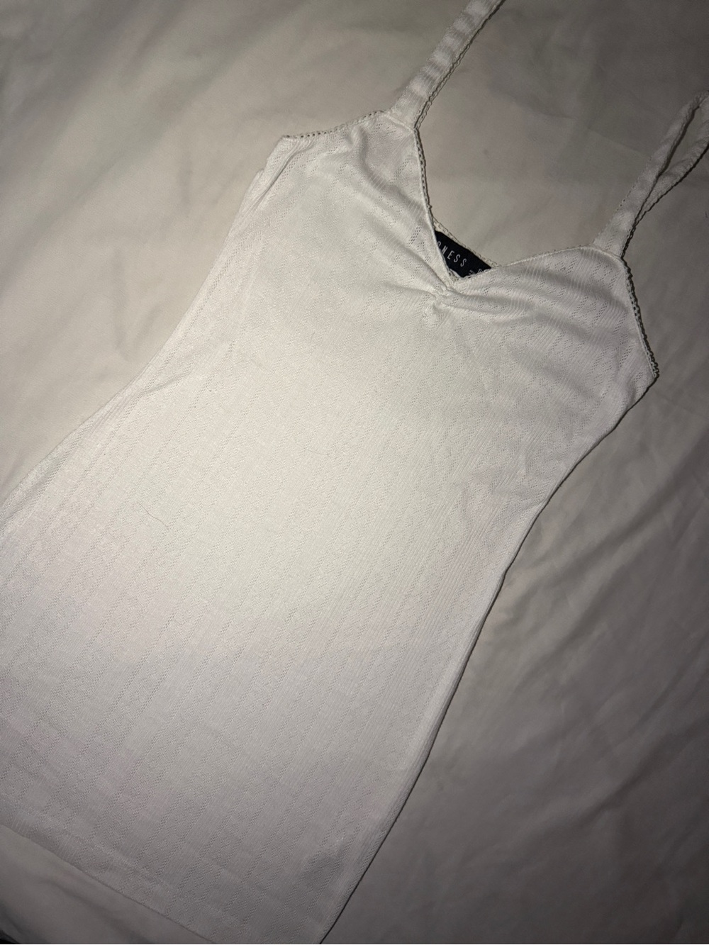 Lioness White Pointelle V-Neck Slim dress